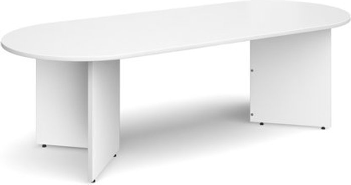 Office Monster | Dams Arrow head leg radial end boardroom table 2400mm x 1000mm - white Dams Arrow head leg radial end boardroom table 2400mm x 1000mm - white