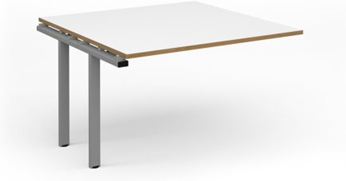 Office Monster | Adapt Adapt boardroom table add on unit 1200mm x 1200mm - silver frame, white top with oak edging (Made-to-order 4 - 6 week lead time) Adapt Adapt boardroom table add on unit 1200mm x 1200mm - silver frame, white top with oak edging (Made-to-order 4 - 6 week lead time)