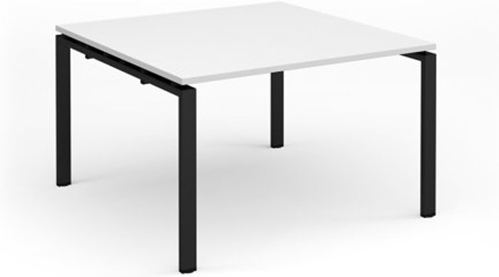 Office Monster | Adapt Adapt square boardroom table 1200mm x 1200mm - black frame, white top Adapt Adapt square boardroom table 1200mm x 1200mm - black frame, white top