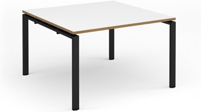 Office Monster | Adapt Adapt square boardroom table 1200mm x 1200mm - black frame, white top with oak edging (Made-to-order 4 - 6 week lead time) Adapt Adapt square boardroom table 1200mm x 1200mm - black frame, white top with oak edging (Made-to-order 4 - 6 week lead time)