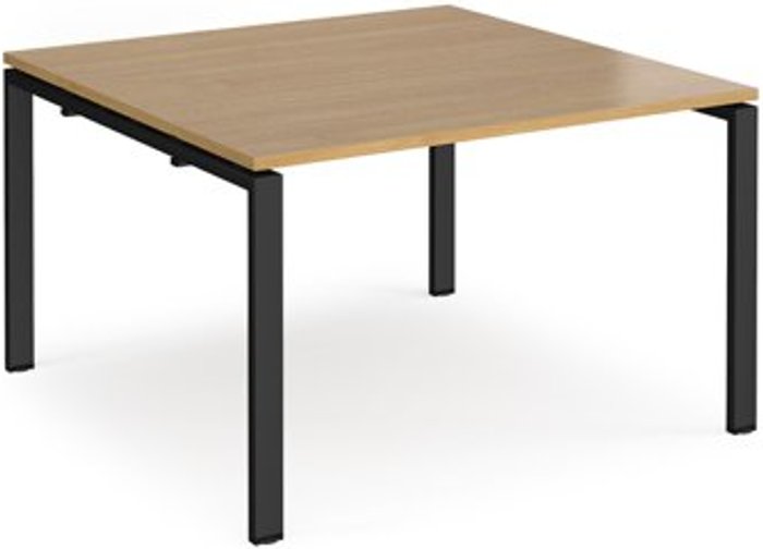 Office Monster | Adapt Adapt boardroom table starter unit 1200mm x 1200mm - black frame, oak top (Made-to-order 4 - 6 week lead time) Adapt Adapt boardroom table starter unit 1200mm x 1200mm - black frame, oak top (Made-to-order 4 - 6 week lead time)