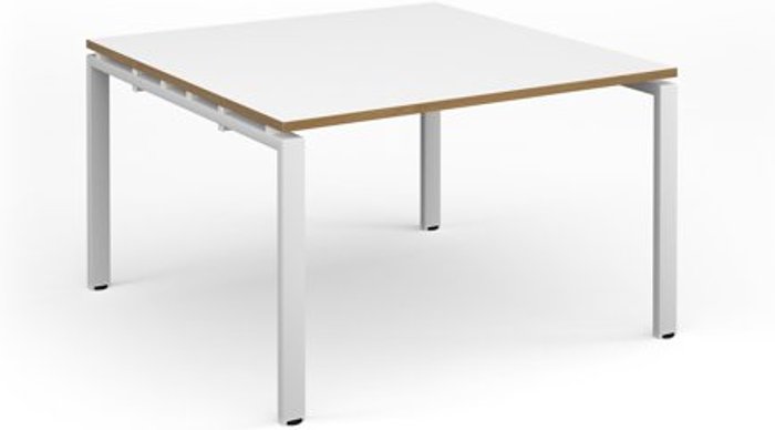 Office Monster | Adapt Adapt square boardroom table 1200mm x 1200mm - white frame, white top with oak edging (Made-to-order 4 - 6 week lead time) Adapt Adapt square boardroom table 1200mm x 1200mm - white frame, white top with oak edging (Made-to-order 4 - 6 week lead time)