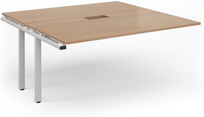 Office Monster | Adapt Adapt boardroom table add on unit 1600mm x 1600mm with central cutout 272mm x 132mm - white frame, beech top Adapt Adapt boardroom table add on unit 1600mm x 1600mm with central cutout 272mm x 132mm - white frame, beech top