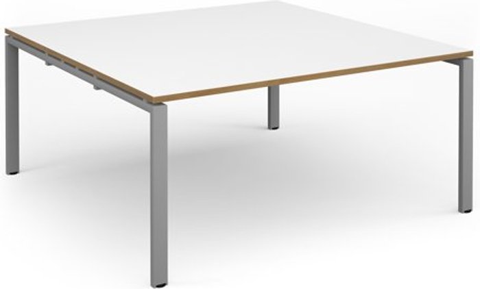 Office Monster | Adapt Adapt square boardroom table 1600mm x 1600mm - silver frame, white top with oak edging (Made-to-order 4 - 6 week lead time) Adapt Adapt square boardroom table 1600mm x 1600mm - silver frame, white top with oak edging (Made-to-order 4 - 6 week lead time)