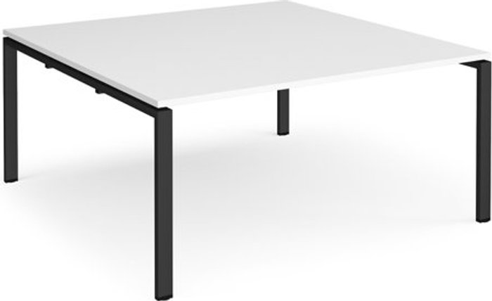 Office Monster | Adapt Adapt boardroom table starter unit 1600mm x 1600mm - black frame, white top Adapt Adapt boardroom table starter unit 1600mm x 1600mm - black frame, white top