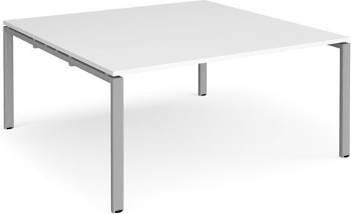 Office Monster | Adapt Adapt boardroom table starter unit 1600mm x 1600mm - silver frame, white top Adapt Adapt boardroom table starter unit 1600mm x 1600mm - silver frame, white top
