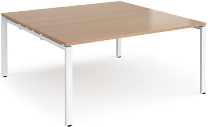 Office Monster | Adapt Adapt boardroom table starter unit 1600mm x 1600mm - white frame, beech top Adapt Adapt boardroom table starter unit 1600mm x 1600mm - white frame, beech top