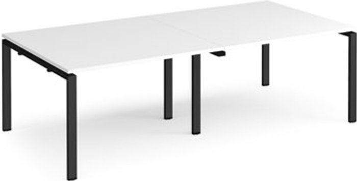 Office Monster | Adapt Adapt rectangular boardroom table 2400mm x 1200mm - black frame, white top Adapt Adapt rectangular boardroom table 2400mm x 1200mm - black frame, white top