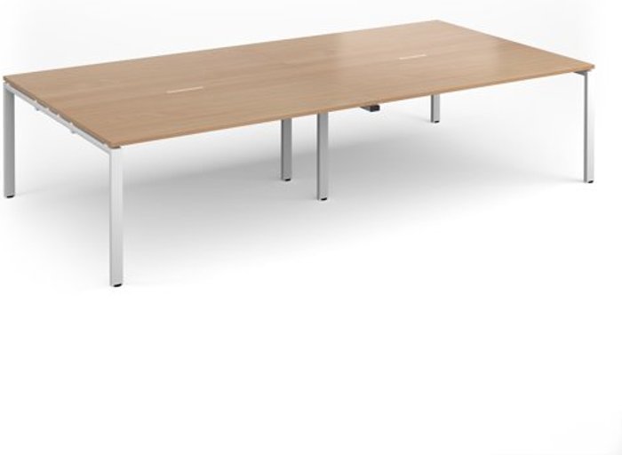 Office Monster | Adapt Adapt rectangular boardroom table 3200mm x 1600mm - white frame, beech top Adapt Adapt rectangular boardroom table 3200mm x 1600mm - white frame, beech top