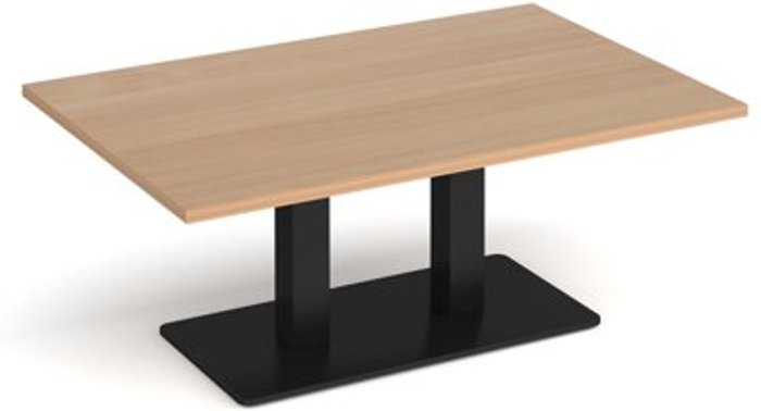 Office Monster | Eros Eros rectangular coffee table with flat black rectangular base and twin uprights 1200mm x 800mm - beech Eros Eros rectangular coffee table with flat black rectangular base and twin uprights 1200mm x 800mm - beech