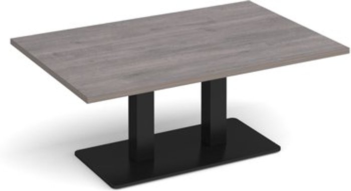 Office Monster | Eros Eros rectangular coffee table with flat black rectangular base and twin uprights 1200mm x 800mm - grey oak Eros Eros rectangular coffee table with flat black rectangular base and twin uprights 1200mm x 800mm - grey oak