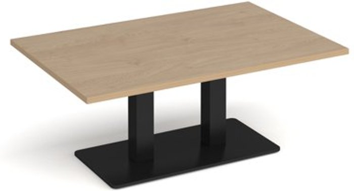 Office Monster | Eros Eros rectangular coffee table with flat black rectangular base and twin uprights 1200mm x 800mm - kendal oak Eros Eros rectangular coffee table with flat black rectangular base and twin uprights 1200mm x 800mm - kendal oak