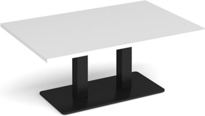 Office Monster | Eros Eros rectangular coffee table with flat black rectangular base and twin uprights 1200mm x 800mm - white Eros Eros rectangular coffee table with flat black rectangular base and twin uprights 1200mm x 800mm - white
