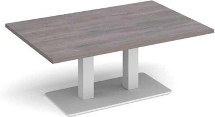 Office Monster | Eros Eros rectangular coffee table with flat white rectangular base and twin uprights 1200mm x 800mm - grey oak Eros Eros rectangular coffee table with flat white rectangular base and twin uprights 1200mm x 800mm - grey oak