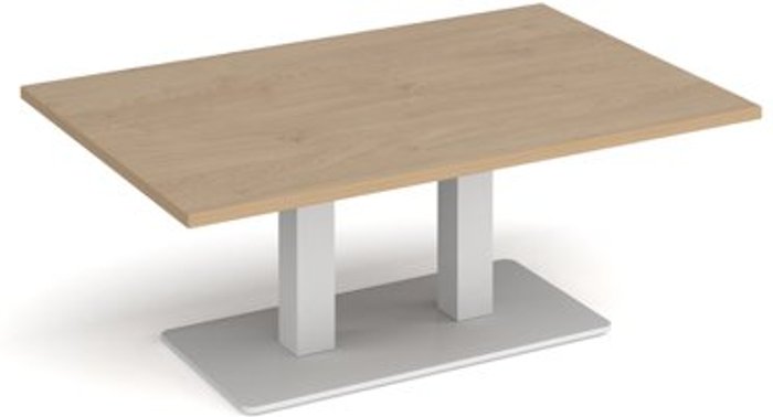 Office Monster | Eros Eros rectangular coffee table with flat white rectangular base and twin uprights 1200mm x 800mm - kendal oak Eros Eros rectangular coffee table with flat white rectangular base and twin uprights 1200mm x 800mm - kendal oak