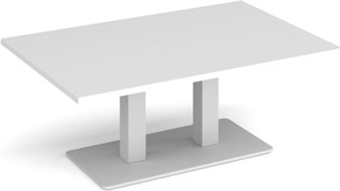 Office Monster | Eros Eros rectangular coffee table with flat white rectangular base and twin uprights 1200mm x 800mm - white Eros Eros rectangular coffee table with flat white rectangular base and twin uprights 1200mm x 800mm - white