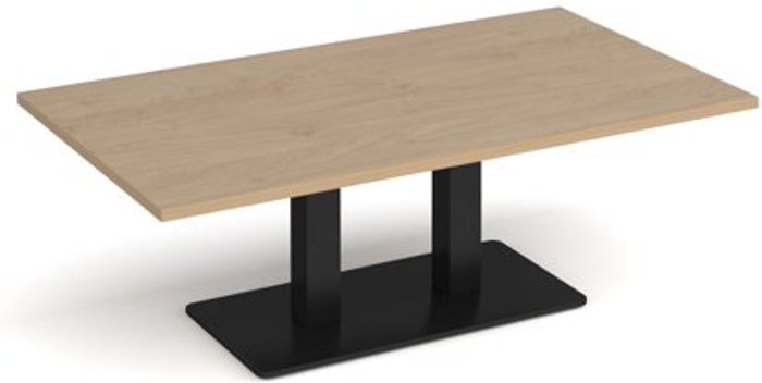Office Monster | Eros Eros rectangular coffee table with flat black rectangular base and twin uprights 1400mm x 800mm - kendal oak Eros Eros rectangular coffee table with flat black rectangular base and twin uprights 1400mm x 800mm - kendal oak