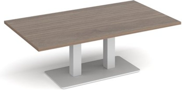 Office Monster | Eros Eros rectangular coffee table with flat white rectangular base and twin uprights 1400mm x 800mm - barcelona walnut Eros Eros rectangular coffee table with flat white rectangular base and twin uprights 1400mm x 800mm - barcelona walnut