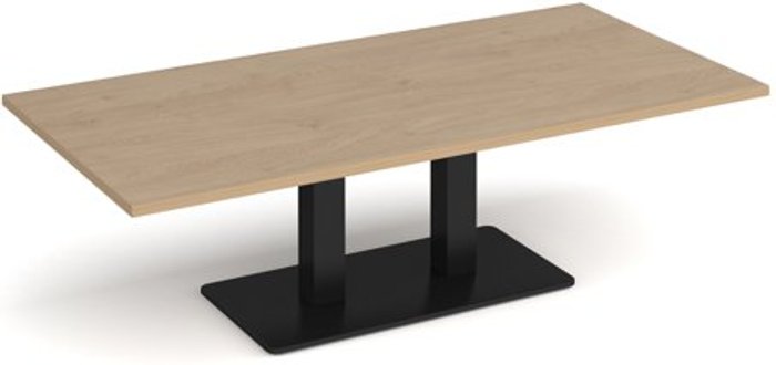 Office Monster | Eros Eros rectangular coffee table with flat black rectangular base and twin uprights 1600mm x 800mm - kendal oak Eros Eros rectangular coffee table with flat black rectangular base and twin uprights 1600mm x 800mm - kendal oak