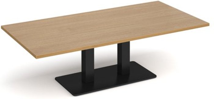 Office Monster | Eros Eros rectangular coffee table with flat black rectangular base and twin uprights 1600mm x 800mm - oak Eros Eros rectangular coffee table with flat black rectangular base and twin uprights 1600mm x 800mm - oak