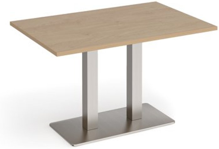 Office Monster | Eros Eros rectangular dining table with flat brushed steel rectangular base and twin uprights 1200mm x 800mm - kendal oak Eros Eros rectangular dining table with flat brushed steel rectangular base and twin uprights 1200mm x 800mm - kendal oak