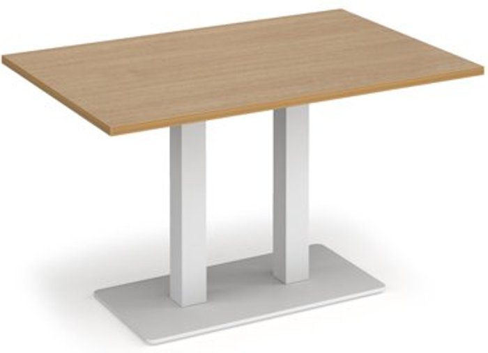 Office Monster | Eros Eros rectangular dining table with flat white rectangular base and twin uprights 1200mm x 800mm - oak Eros Eros rectangular dining table with flat white rectangular base and twin uprights 1200mm x 800mm - oak