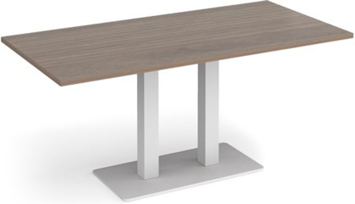 Office Monster | Eros Eros rectangular dining table with flat white rectangular base and twin uprights 1600mm x 800mm - barcelona walnut Eros Eros rectangular dining table with flat white rectangular base and twin uprights 1600mm x 800mm - barcelona walnut
