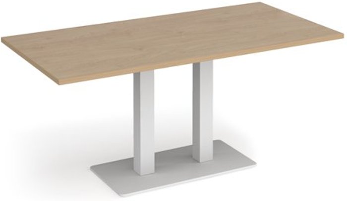 Office Monster | Eros Eros rectangular dining table with flat white rectangular base and twin uprights 1600mm x 800mm - kendal oak Eros Eros rectangular dining table with flat white rectangular base and twin uprights 1600mm x 800mm - kendal oak