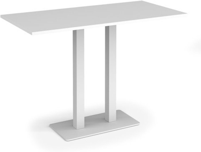 Office Monster | Eros Eros rectangular poseur table with flat white rectangular base and twin uprights 1600mm x 800mm - white Eros Eros rectangular poseur table with flat white rectangular base and twin uprights 1600mm x 800mm - white