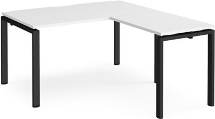 Office Monster | Adapt Bench Desk | Add On Return Desk 1400mm | White Tops With Black Frames | Adapt Adapt Bench Desk | Add On Return Desk 1400mm | White Tops With Black Frames | Adapt