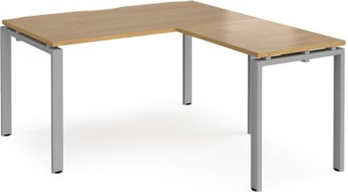 Office Monster | Adapt Bench Desk | Add On Return Desk 1400mm | Oak Tops With Silver Frames | Adapt Adapt Bench Desk | Add On Return Desk 1400mm | Oak Tops With Silver Frames | Adapt