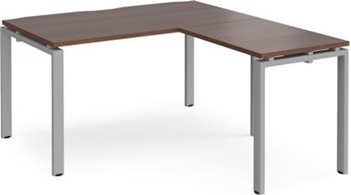 Office Monster | Adapt Bench Desk | Add On Return Desk 1400mm | Walnut Tops With Silver Frames | Adapt Adapt Bench Desk | Add On Return Desk 1400mm | Walnut Tops With Silver Frames | Adapt