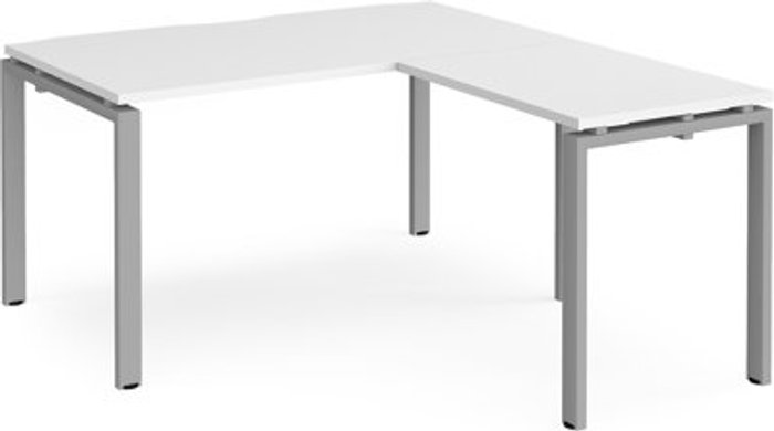 Office Monster | Adapt Bench Desk | Add On Return Desk 1400mm | White Tops With Silver Frames | Adapt Adapt Bench Desk | Add On Return Desk 1400mm | White Tops With Silver Frames | Adapt