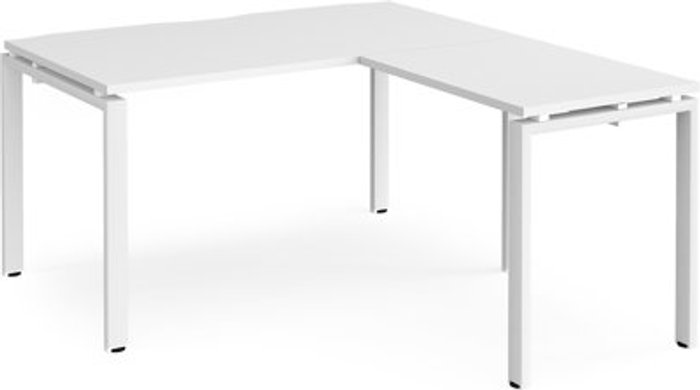 Office Monster | Adapt Bench Desk | Add On Return Desk 1400mm | White Tops With White Frames | Adapt Adapt Bench Desk | Add On Return Desk 1400mm | White Tops With White Frames | Adapt