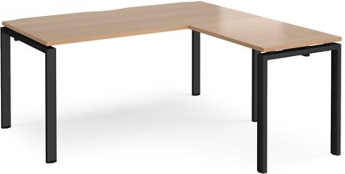 Office Monster | Adapt Bench Desk | Add On Return Desk 1600mm | Beech Tops With Black Frames | Adapt Adapt Bench Desk | Add On Return Desk 1600mm | Beech Tops With Black Frames | Adapt