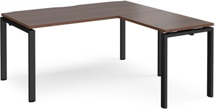 Office Monster | Adapt Bench Desk | Add On Return Desk 1600mm | Walnut Tops With Black Frames | Adapt Adapt Bench Desk | Add On Return Desk 1600mm | Walnut Tops With Black Frames | Adapt
