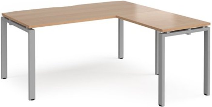 Office Monster | Adapt Bench Desk | Add On Return Desk 1600mm | Beech Tops With Silver Frames | Adapt Adapt Bench Desk | Add On Return Desk 1600mm | Beech Tops With Silver Frames | Adapt