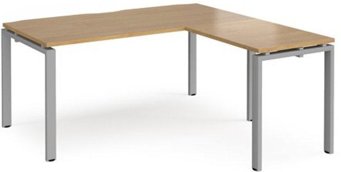 Office Monster | Adapt Bench Desk | Add On Return Desk 1600mm | Oak Tops With Silver Frames | Adapt Adapt Bench Desk | Add On Return Desk 1600mm | Oak Tops With Silver Frames | Adapt