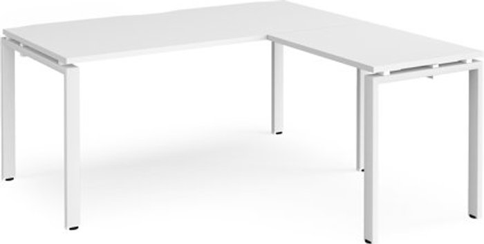 Office Monster | Adapt Bench Desk | Add On Return Desk 1600mm | White Tops With White Frames | Adapt Adapt Bench Desk | Add On Return Desk 1600mm | White Tops With White Frames | Adapt