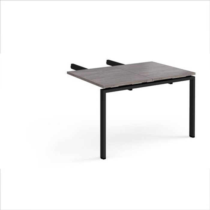 Office Monster | Adapt Adapt add on unit double return desk 800mm x 1200mm - black frame, grey oak top Adapt Adapt add on unit double return desk 800mm x 1200mm - black frame, grey oak top