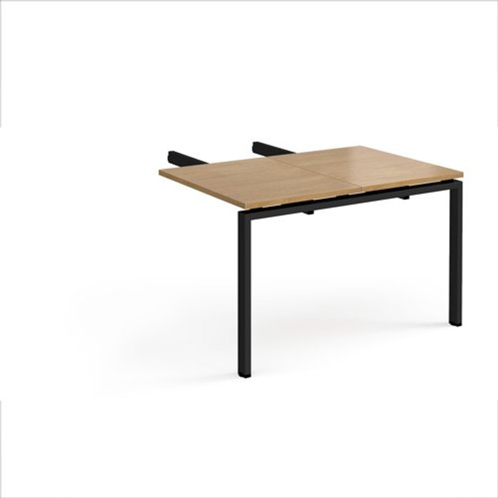 Office Monster | Adapt Adapt add on unit double return desk 800mm x 1200mm - black frame, oak top Adapt Adapt add on unit double return desk 800mm x 1200mm - black frame, oak top
