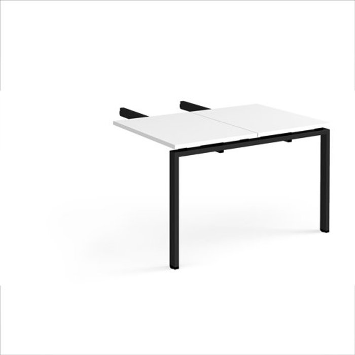 Office Monster | Adapt Adapt add on unit double return desk 800mm x 1200mm - black frame, white top Adapt Adapt add on unit double return desk 800mm x 1200mm - black frame, white top