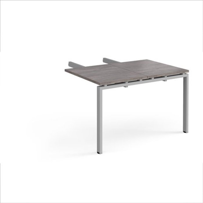 Office Monster | Adapt Adapt add on unit double return desk 800mm x 1200mm - silver frame, grey oak top Adapt Adapt add on unit double return desk 800mm x 1200mm - silver frame, grey oak top
