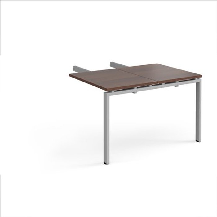 Office Monster | Adapt Adapt add on unit double return desk 800mm x 1200mm - silver frame, walnut top Adapt Adapt add on unit double return desk 800mm x 1200mm - silver frame, walnut top