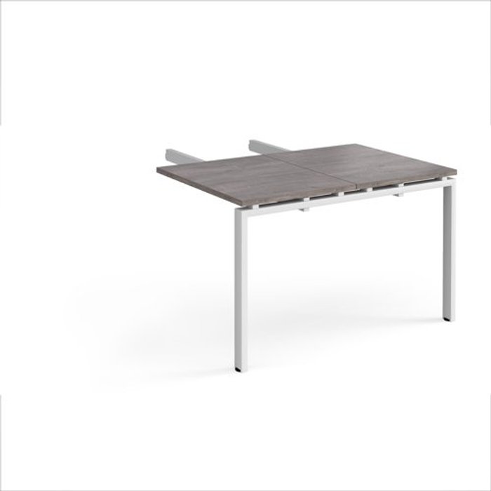 Office Monster | Adapt Adapt add on unit double return desk 800mm x 1200mm - white frame, grey oak top Adapt Adapt add on unit double return desk 800mm x 1200mm - white frame, grey oak top