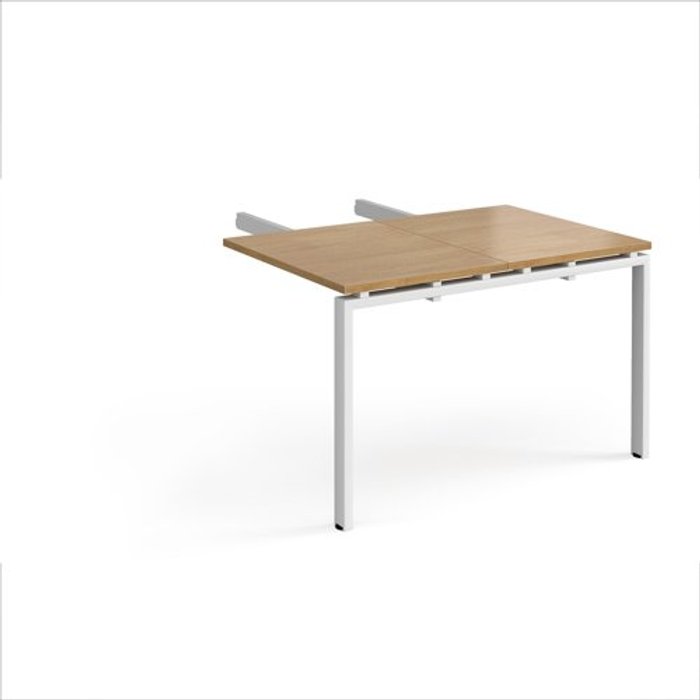 Office Monster | Adapt Adapt add on unit double return desk 800mm x 1200mm - white frame, oak top Adapt Adapt add on unit double return desk 800mm x 1200mm - white frame, oak top