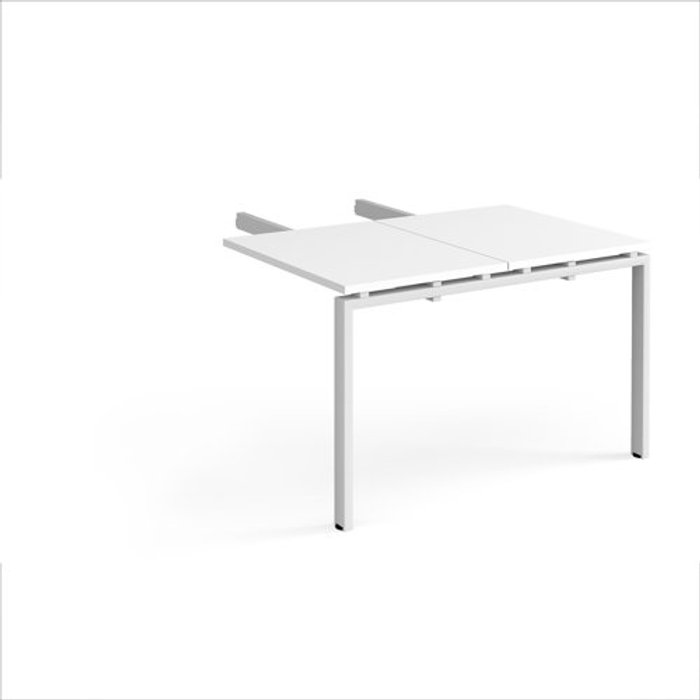 Office Monster | Adapt Adapt add on unit double return desk 800mm x 1200mm - white frame, white top Adapt Adapt add on unit double return desk 800mm x 1200mm - white frame, white top