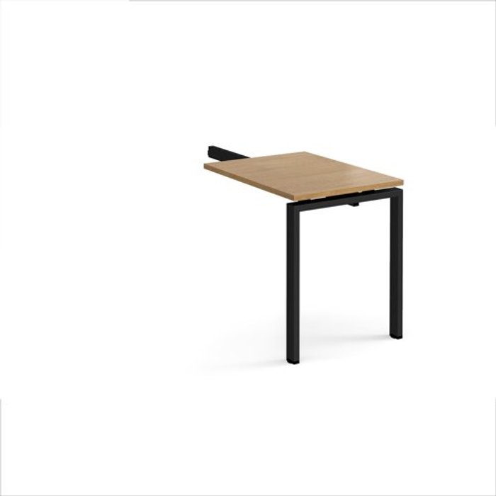 Office Monster | Adapt Adapt add on unit single return desk 800mm x 600mm - black frame, oak top Adapt Adapt add on unit single return desk 800mm x 600mm - black frame, oak top
