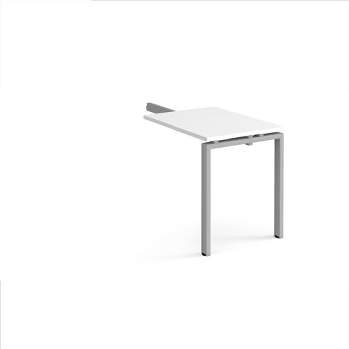 Office Monster | Adapt Adapt add on unit single return desk 800mm x 600mm - silver frame, white top Adapt Adapt add on unit single return desk 800mm x 600mm - silver frame, white top