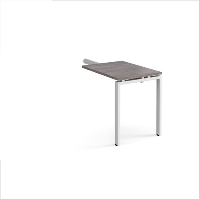 Office Monster | Adapt Adapt add on unit single return desk 800mm x 600mm - white frame, grey oak top Adapt Adapt add on unit single return desk 800mm x 600mm - white frame, grey oak top